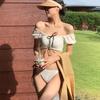 Women's Solid Color Off-Shoulder Ruffle Bikini - Sexy Korean Style for Vacations
