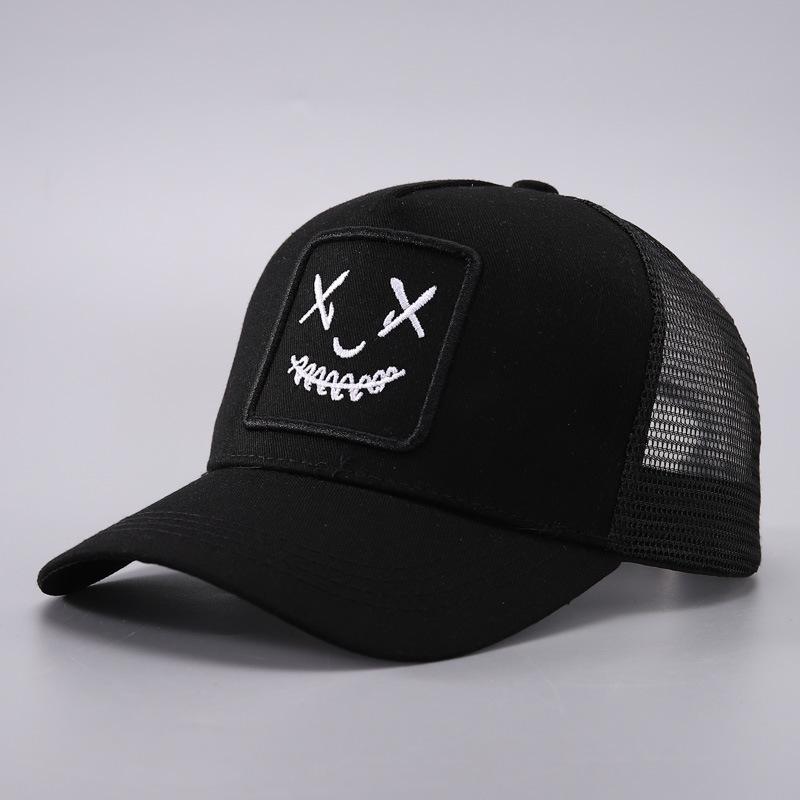 Funny Emoji Baseball Cap Outdoor Breathable Mesh Cap Truck Driver Bent-brimmed Cap