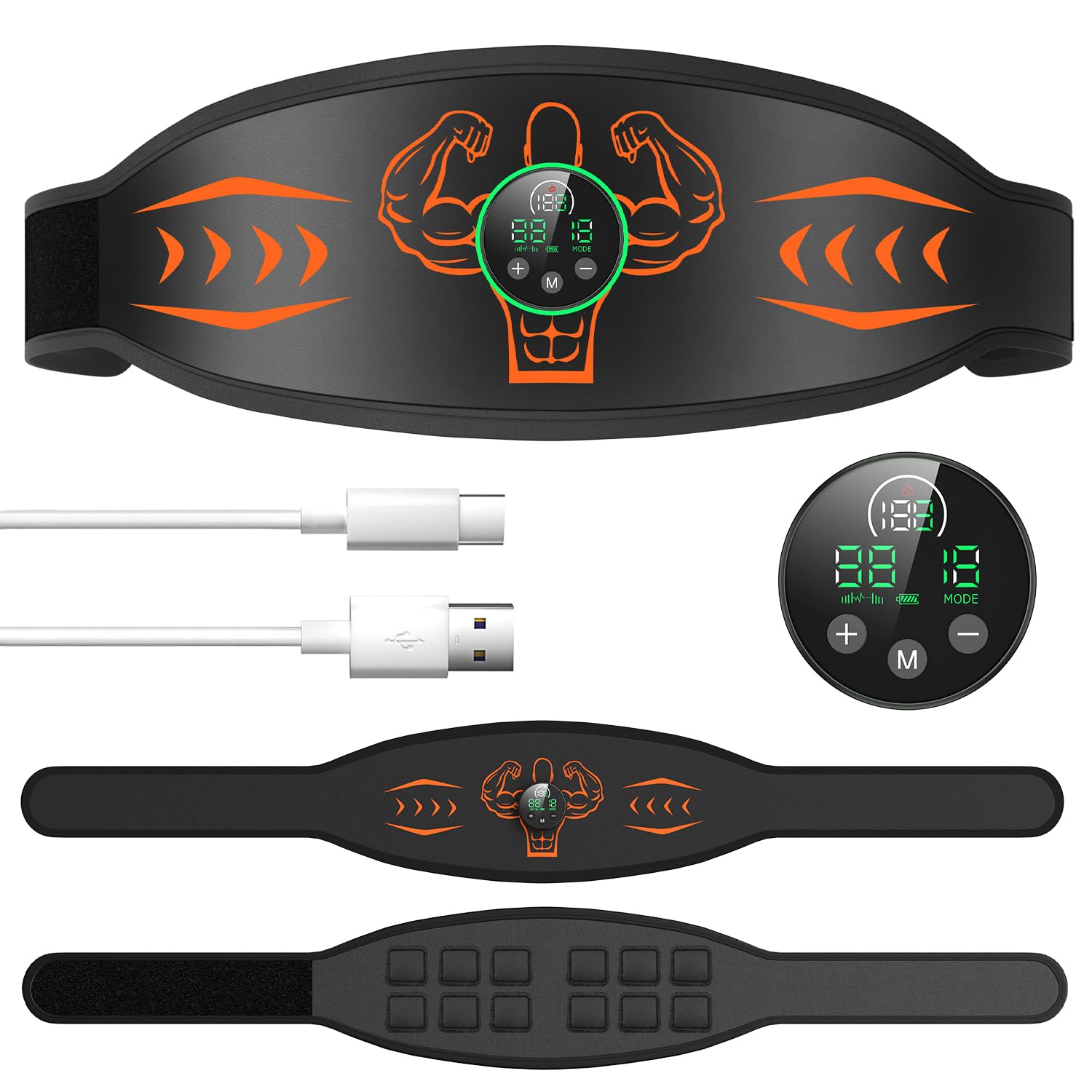 

EMS Abdominal Muscle Training Belt Calorie Burn No Gel 15 12 Conductive 30 Intensity Abdominal Muscle Training Abdominal Muscle Training USB For Men оранжевый