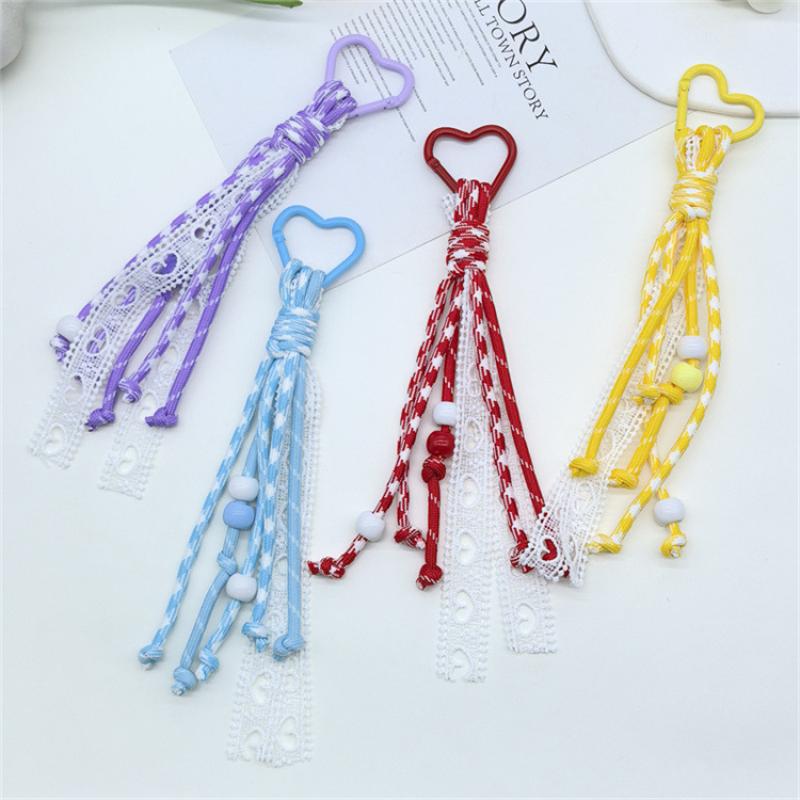 Kreative Bonbonfarben-Serie Spitzband geflochtenes Lanyard Miu-Stil Kletterseil Auto-Schlüsselanhänger Taschenanhänger