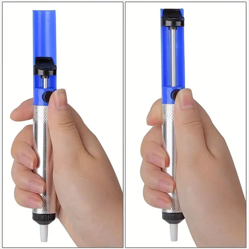 Tin Sucker Manual Aluminum Alloy Plastic Tin Suction Pump Strong High Temperature Suction Nozzle Soldering Accessories