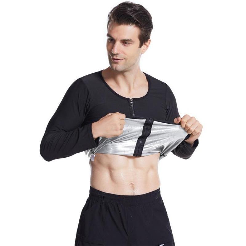 Stahovací prádlo pro muže, fitness, sportovní tepláky, velká velikost, korzet do pasu, břišní korzet s dlouhým rukávem