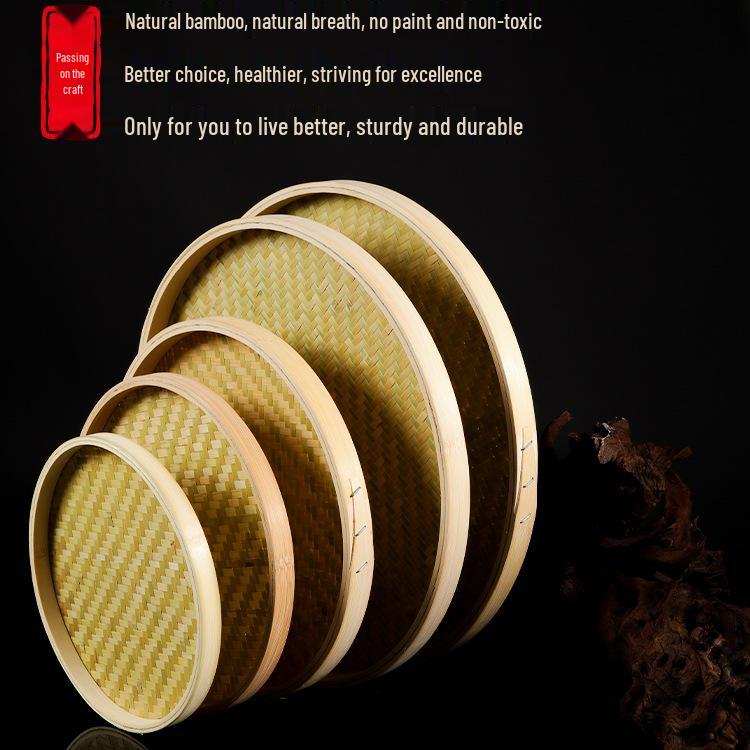 Bamboo Weaving Green Winnowing Basket/Restaurant Sashimi Platter with or without Holes for Drying, Sieving, Tea Sampling, or Decorative Use