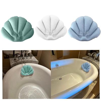 Inflatable Bath Pillow Shell Shaped Easy To Clean Neck Support Pillow Bathtub Headrest for Hotel Home Kid Adults