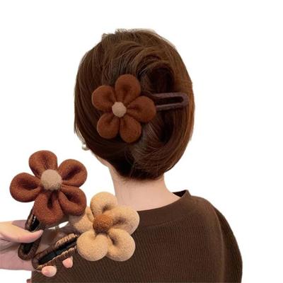 Kadınlar Kızlar İçin Vintage Peluş Çiçek Toka Tatlı Saç Süsü Saç Bandı Toka Saç Klipsi Saç Tokası Moda Saç Aksesuarları