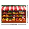 2D Cartoon Fruit Shop Backdrop Kids Birthday Market Theme Photography Background