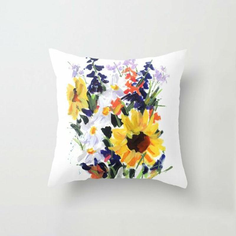 

Summer 18 Sunflower Pillow Case Cover Sofa Car Waist Cushion Cover Home Decor H