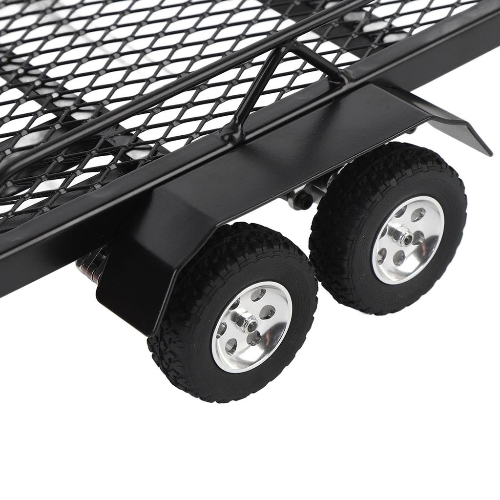 Rimorchio RC, Rimorchio RC in Scala 1/10 per Trainare Dietro un'Auto, Rimorchio Piattaforma in Metallo con Gancio di Traino e Ricevitore per RC Crawler 4 6 SCX10 Gen7 Gen8 Upgra