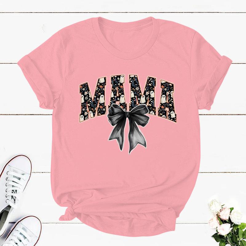 Cute Leopard Mama Crewneck Short Sleeve Tshirt Motherhood Classic Top Mom Life Shirt Pregnancy Gift Flowers Retro Mama Tshirts