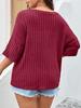 2025 Spring/Summer European & American Fashion Casual Women's Solid V-neck Pocket 3/4 Sleeve T-shirt
