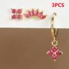3PCS Zircon Flower Pendant Earring Sets For Women Stainless Steel Cartilag Piercing Earring  Trend Jewelry Aretes De Mujer