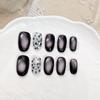 Short Square Press-On Nails With Black Pearl Cat Eye Aurora Glitter Effect Handmade Women