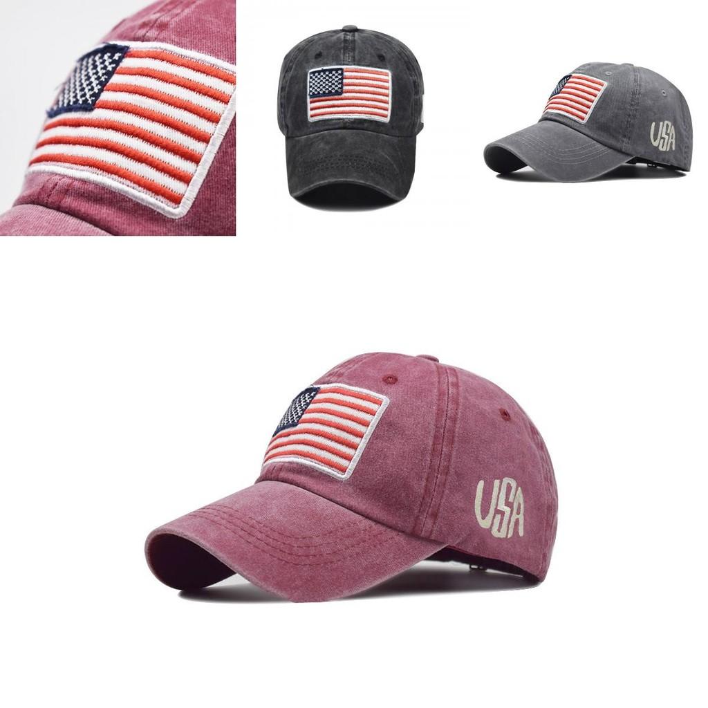 Retro Style Embroidered Letter Baseball Cap Vintage Washed Classic Flag Cotton Hat Men's Adjustable Cap