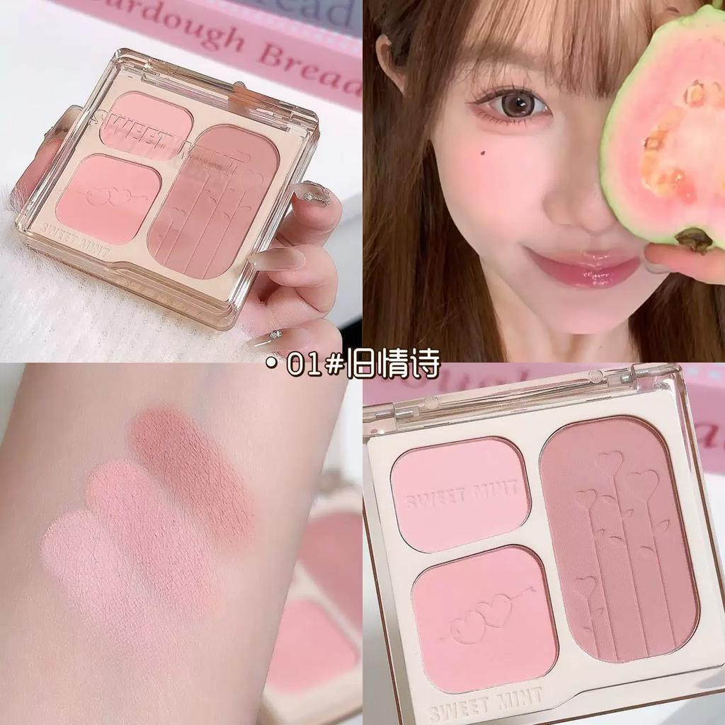 Three Colors Blusher Plate 2024 New Arrival Expansion Contractive Color Matte Genuine Goods Nude Makeup Nature Repair Blush Makeup Palette Women