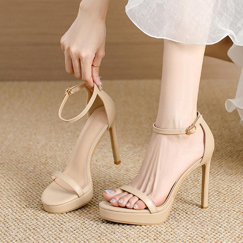Fashion Liyke Summer Fashion 11CM Stiletto Women Platform Sandals Soft Cozy Open Toe Ankle Strap High Heels Banquet Party Dress Shoes