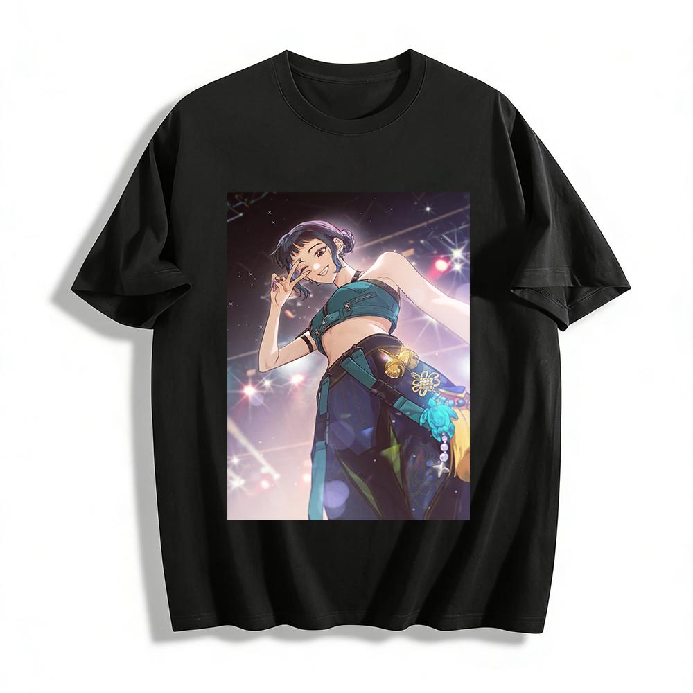 

Stage Style Chinese-Chic Girl Printed T-shirt Casual Loose Crop Top For Trendy Looks Pure cotton T-shirt 6XL