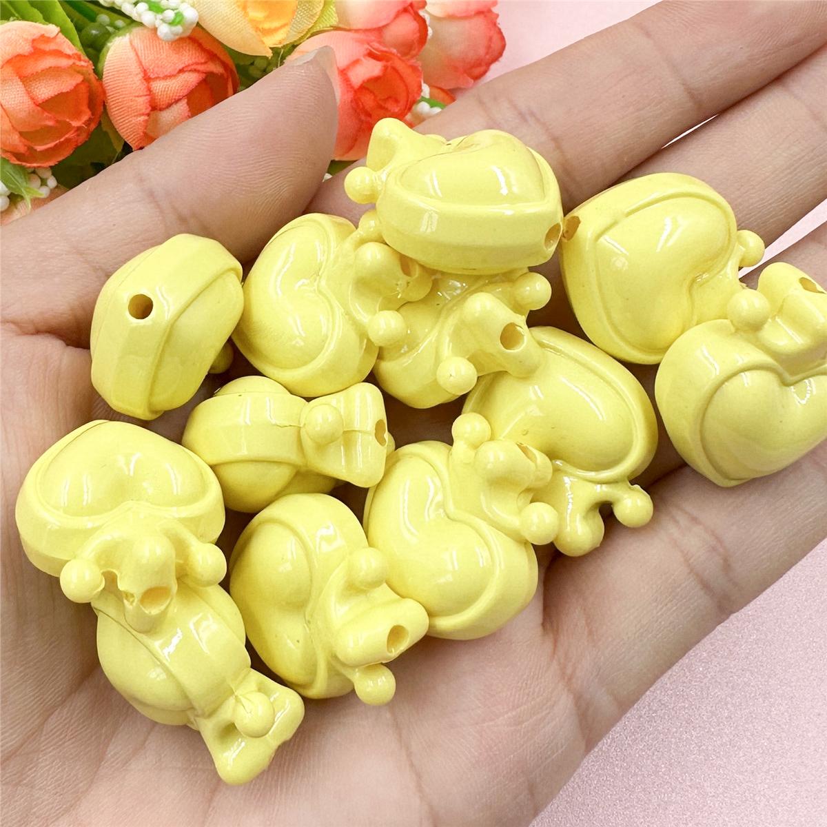 

12 шт. 21,4*24,4 мм подвески Корона Сердце свободные бусины с отверстием для браслета и ожерелья изготовления DIY ювелирных аксессуаров жёлтый