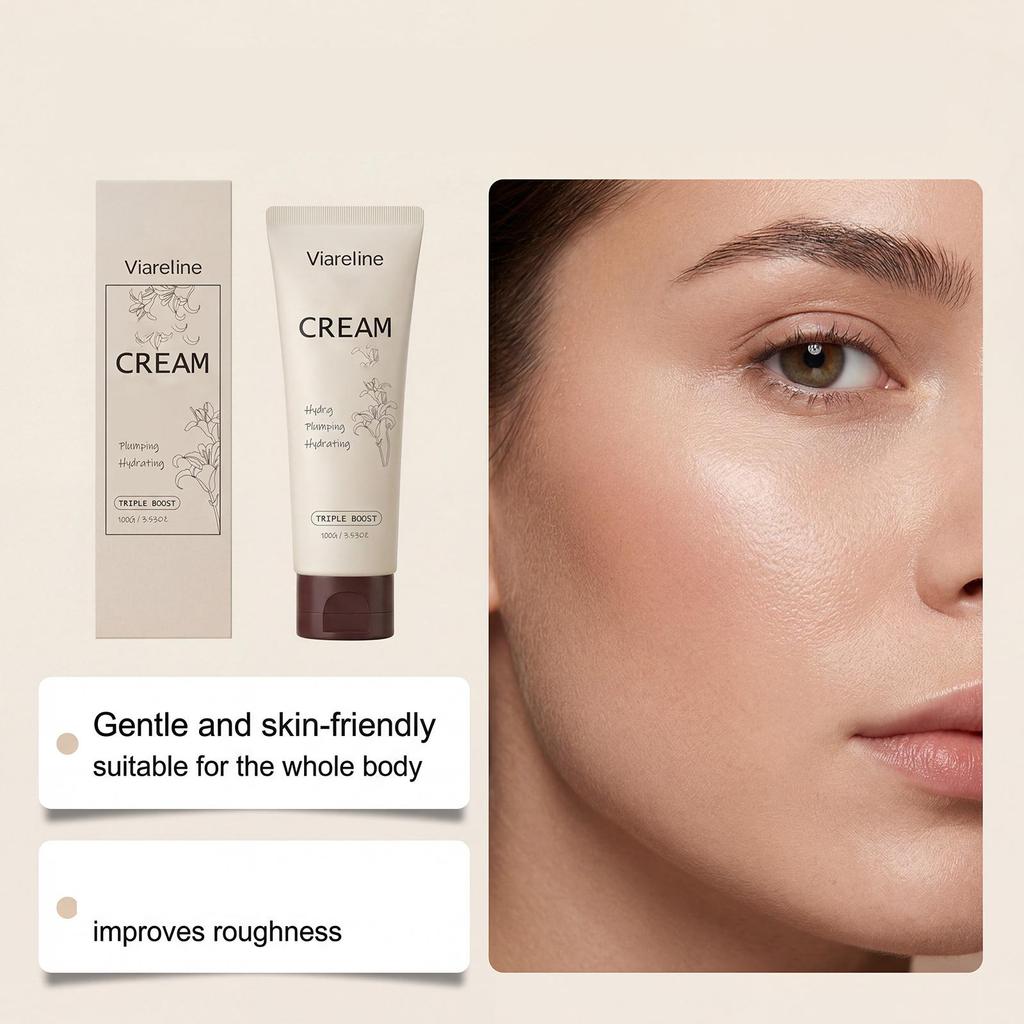 Viareline softening skin cream Gentle Moisturizing  Facial and body Dual-use portable moisturizing care cream 100g