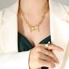 Geometric English Letter B Necklace: European & American Hip Hop Style, Trendy Gold-Plated Titanium Steel for Women.