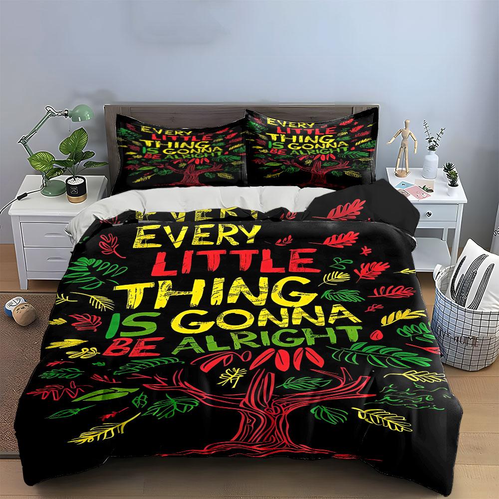 Colorful text and leaves. Bedding sets Duvet cover sets Duvet covers Pillowcases(1 * Duvet Cover 2 * Pillowcases without duvet insert)