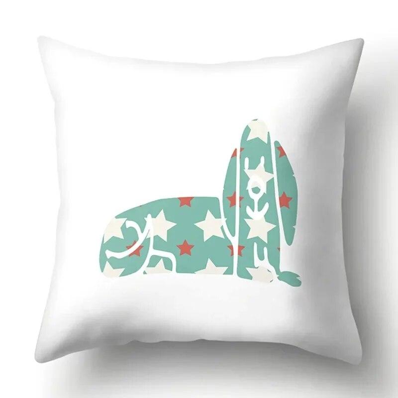 Simple Plaid Animal Pillowcase Puppy Cat Giraffe Pillowcase Children's Room Home Decoration Living Room Sofa Cushion Cover