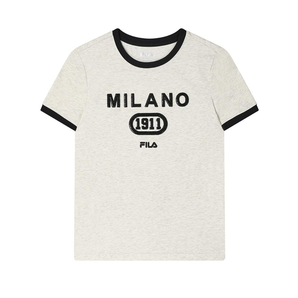 

Fila Миланская Итальянская Роскошная Спортивная Коллекция Модная Универсальная Удобная Повседневная Трикотажная Футболка с Коротким Рукавом Женские Топы F11W525104F-LK XL