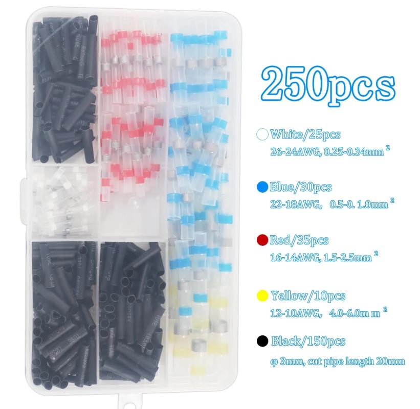 100pcs Waterproof Solder Seal Heat Connector Shrink Butt Connectors Lug Terminals Electrical Wire Car Insulated Terminal 100pcs