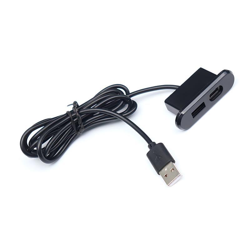 Für Büro Schlafzimmer Tisch Einbausteckdosen 1 USB-A und 1 Typ-C Eingebaute Desktop Versteckte Steckdose mit 1,2 m Verlängerungskabel