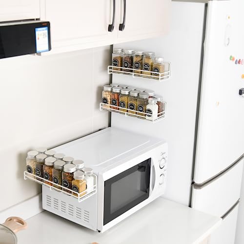 Set mit 2 magnetischen Badezimmerregalen für Badezimmer, Waschraum und Küchenaufbewahrung (Weiß)