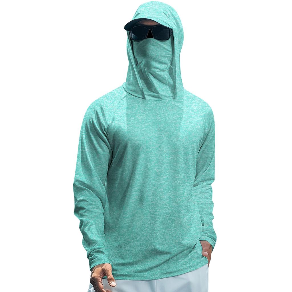 Herren Sommer Schnelltrocknendes Langarm-T-Shirt Sonnenschutzkleidung Angeln Fitness Sport Kapuzen-Langarm-Oberteil