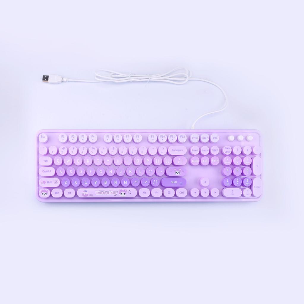Mofii 104 - Key Membrane Gaming Keyboard In Sweet Style, Featuring Retro Round Keycaps, Compatible with Laptop
