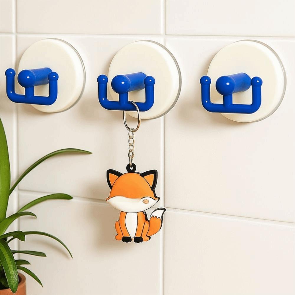 5pcs Double-hook Wall Mounted Hook Vacuum Pressing Bathroom Organiser Kitchen Hook  Kitchen Storage