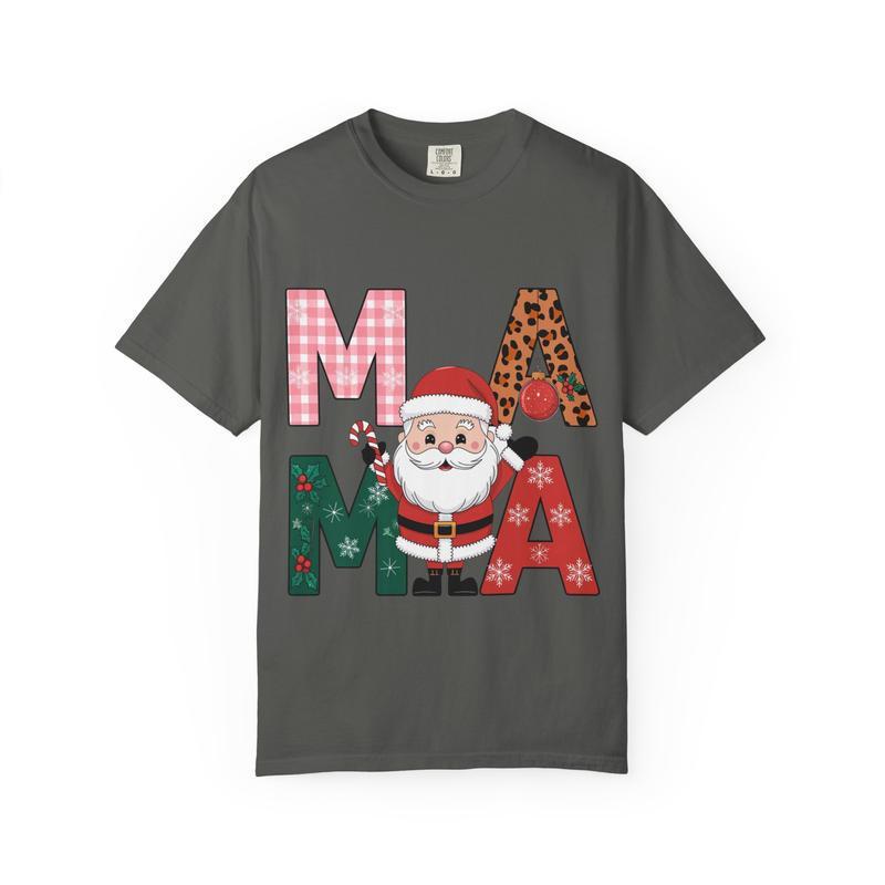 Christmas Mom T-shirt for Both Men and Women, Holiday Pattern Hip-hop Print Short-sleeved, Christmas Harajuku Style