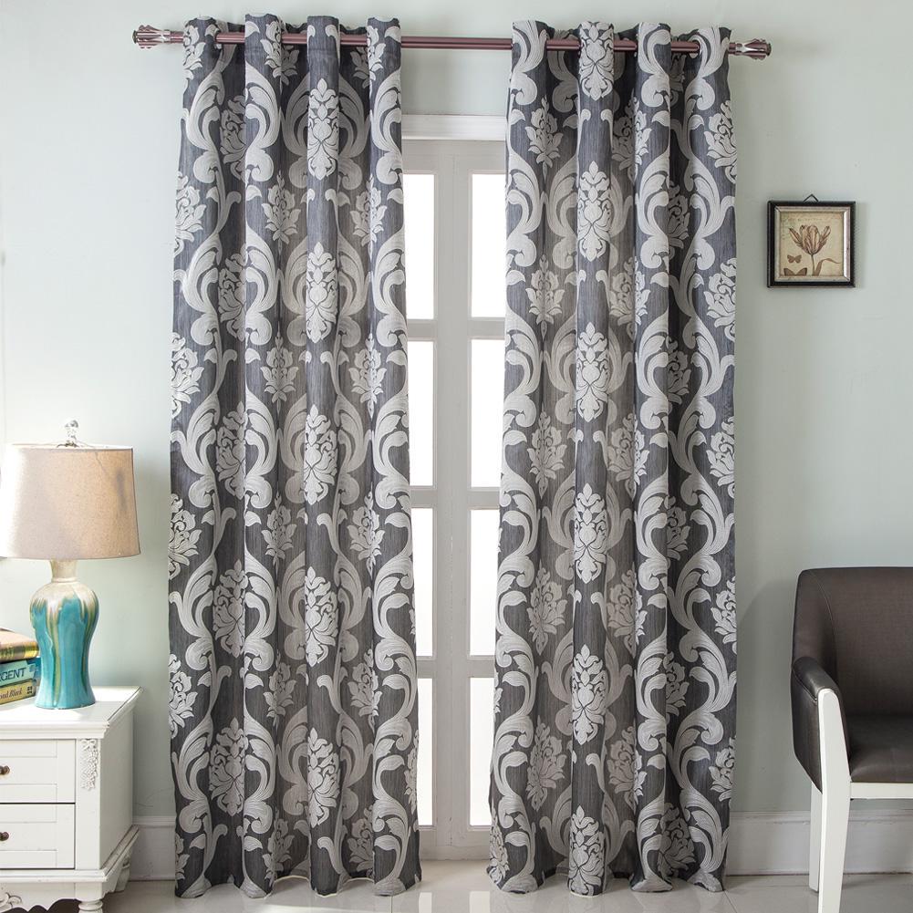 

1PC жакардові балконні двері 40% напівзатемнена віконна кільцева штора для домашнього декору Lozujoju для вітальні W150cm x L250cm сірий