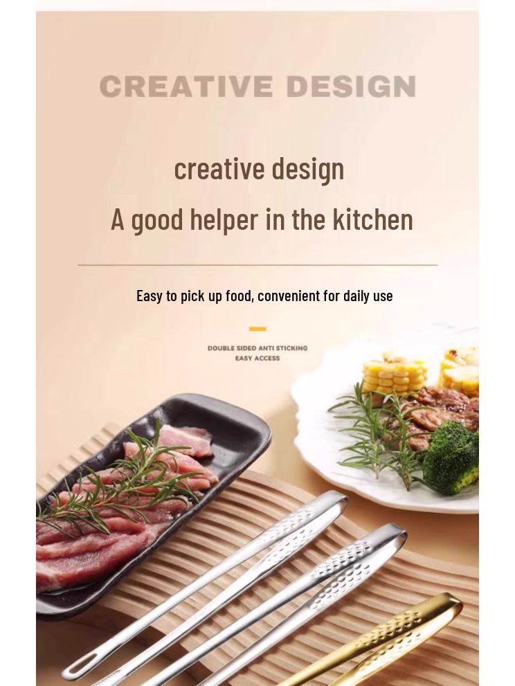 304 Stainless Steel Barbecue Tongs for Korean BBQ, Kitchen, and Buffet