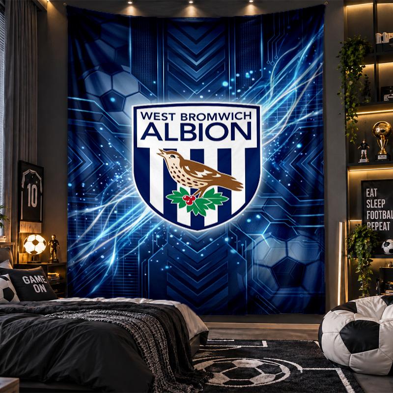 Wall Hanging Tapestry West Bromwich Albion Football Print Cloth for Living Room Bedroom Home Decor