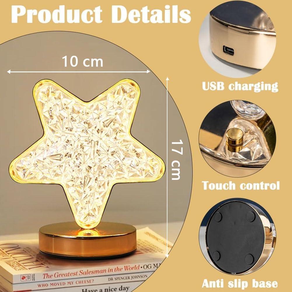 Bedroom Crystal Touch Dimming Night Light Girls Room Home Decor Aesthetics USB Bedside LED Ambient Table 3d Moon Lamp