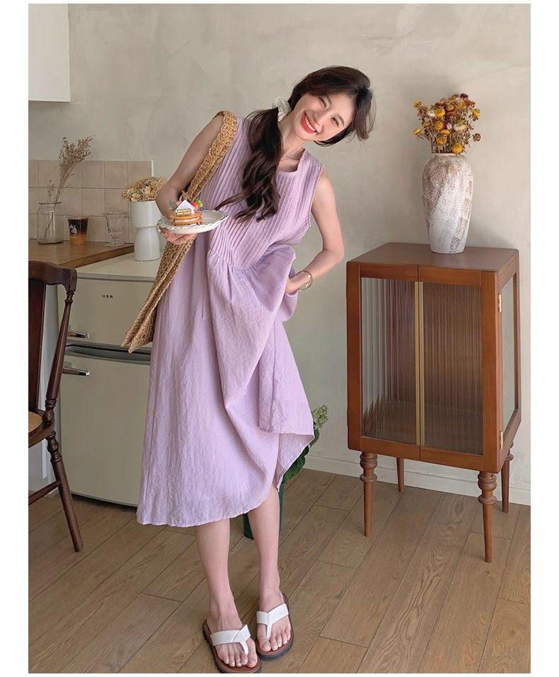 Women's Elegant Purple Sleeveless Camisole Dress for Summer 2025 Seaside Vacations