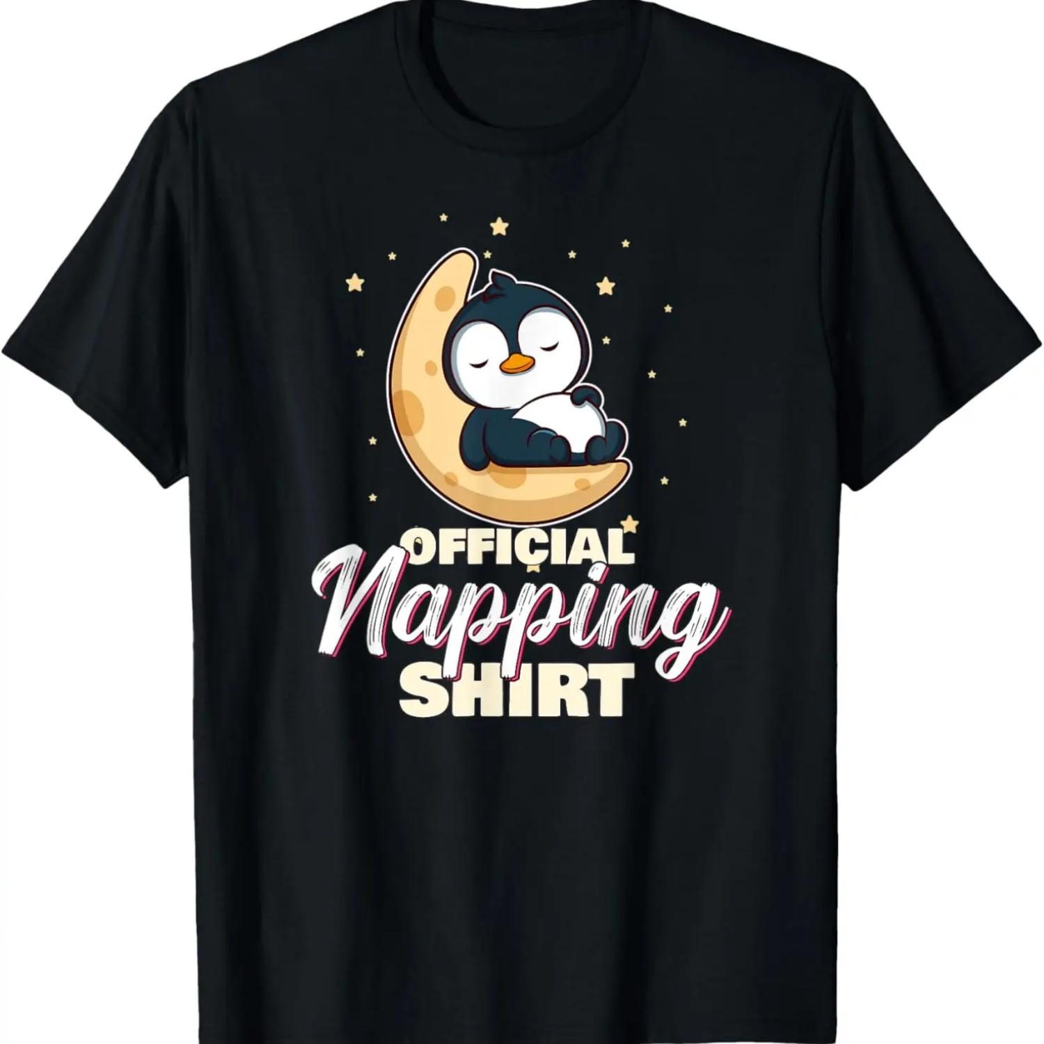 Penguin Sleeping Always Tired Official Napping T-Shirt S чёрный