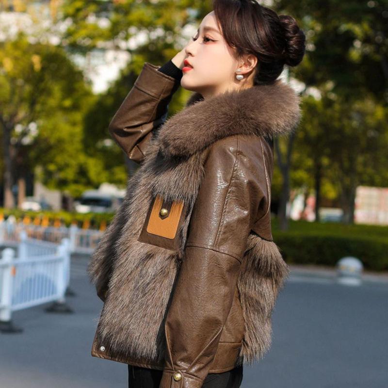 Women's Leather Jacket with Fleece & Cotton