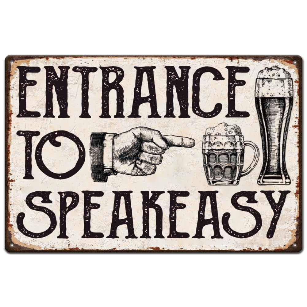 SUPERDANT Funny Metal Sign Entrance to Speakeasy Tin Signs Retro Metal Poster Vintage Art Sign for Bars Pub Playroom Man Cave Wa 20x30cm(7.8x11.8inch)