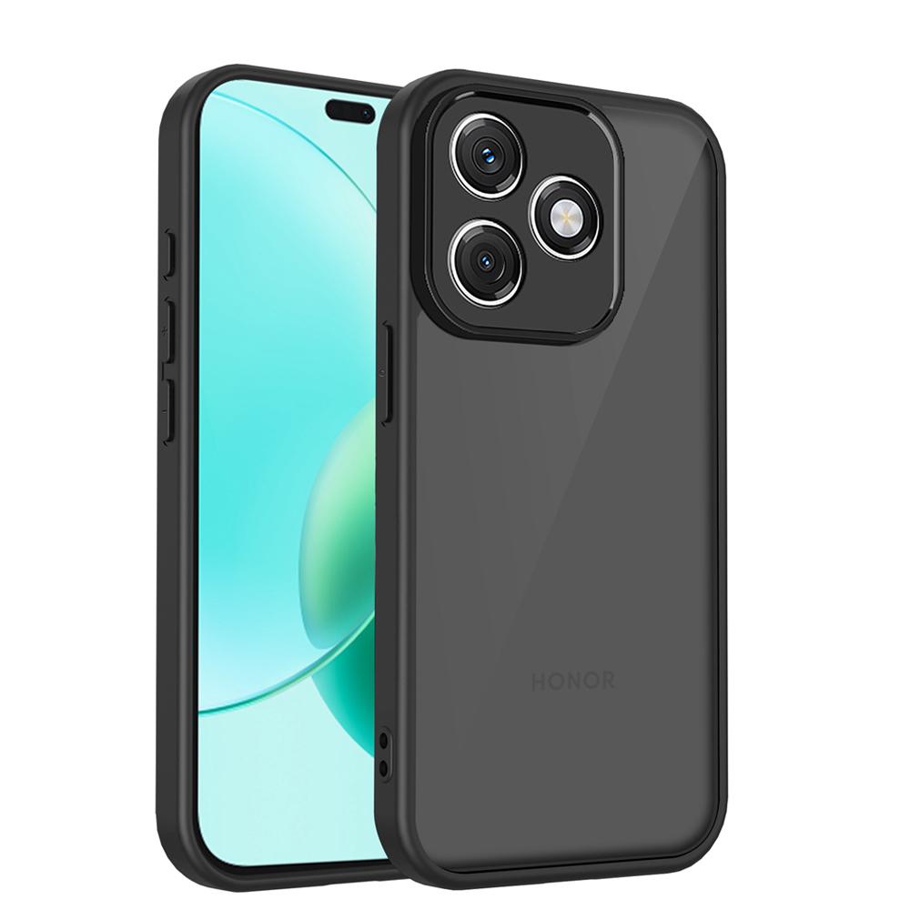 KEYSION Matte Translucent Black Phone Case for HONOR 600 Lite 5G Soft Silicone+PC Anti-slip Shockproof Back Cover for Honor X8d