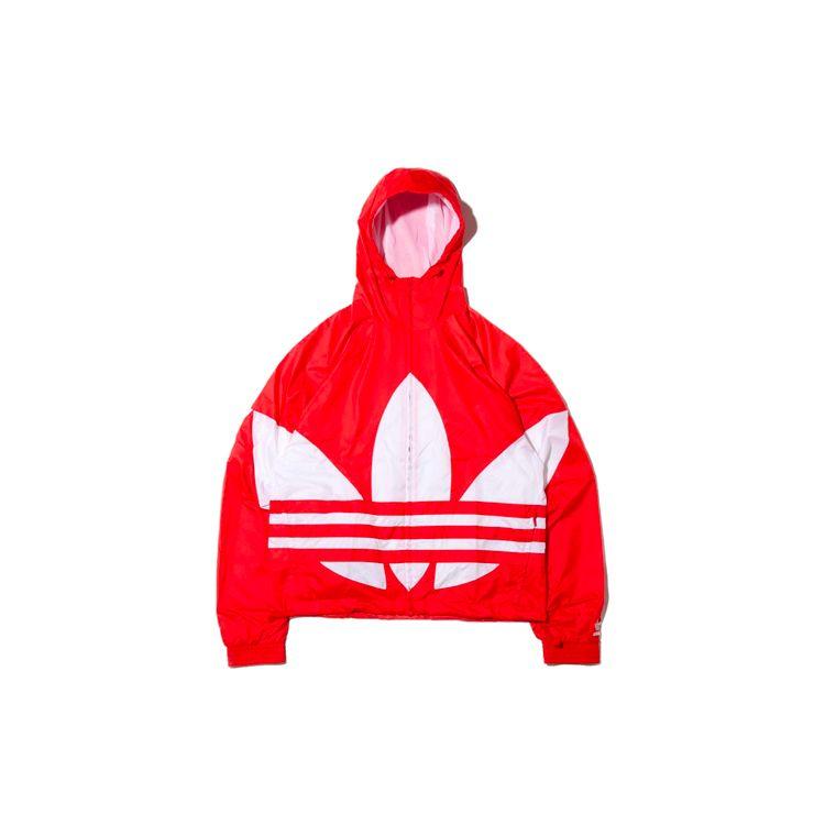 Adidas Originals Big Trefoil Hooded Full-Zip Windbreaker Regular Fit Lush Red Unisex Jacket FM7076 XL