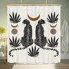 Boho Cheetah Shower Curtain,Tropical Leopard Wildlife Bath Curtain,Modern Pink Aesthetic Moon Phase Blue Floral Bathroom Curtain