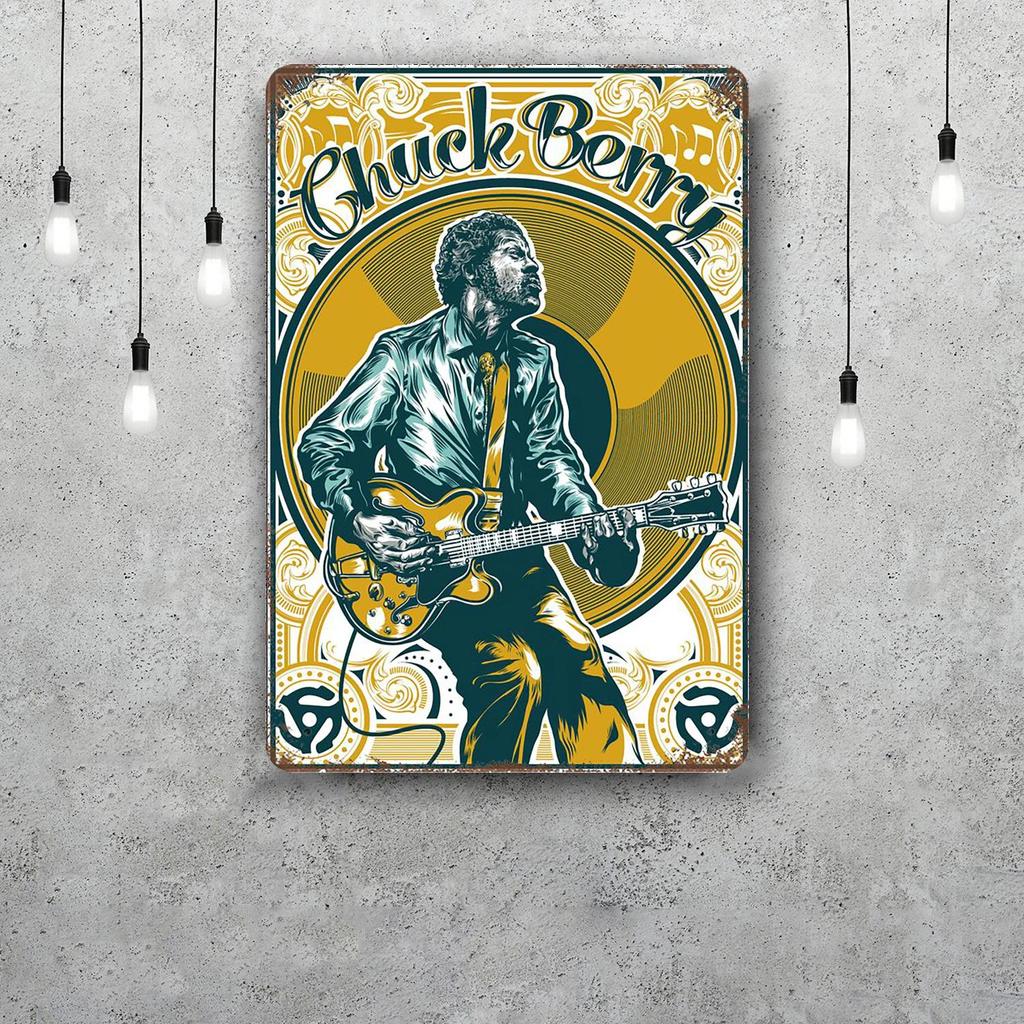Chuck Berry Band Decor Poster Vintage Tin Sign Metal Sign Decorative Plaque for Pub Bar Man Cave Club Wall Decoration