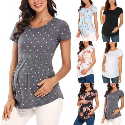 Dámská těhotenská móda těhotenská halenka s krátkým rukávem, krásné a elegantní tričko