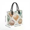  Watercolor Diamond Pattern Tote Bag Casual Large Capacity Shoulder Handbag for Daily Use