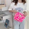 Pink Leopard Print Women's Cosmetic Bag Retro Flower Ladies Small Clutch Purse Travel Handbags Schoolgirl's Pencil Storage Bags
