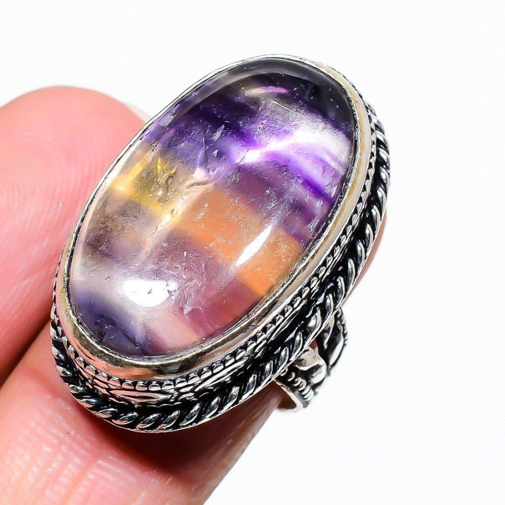 Fluorite Gemstone 925 Sterling Silver Gift Jewelry Ring Size 9