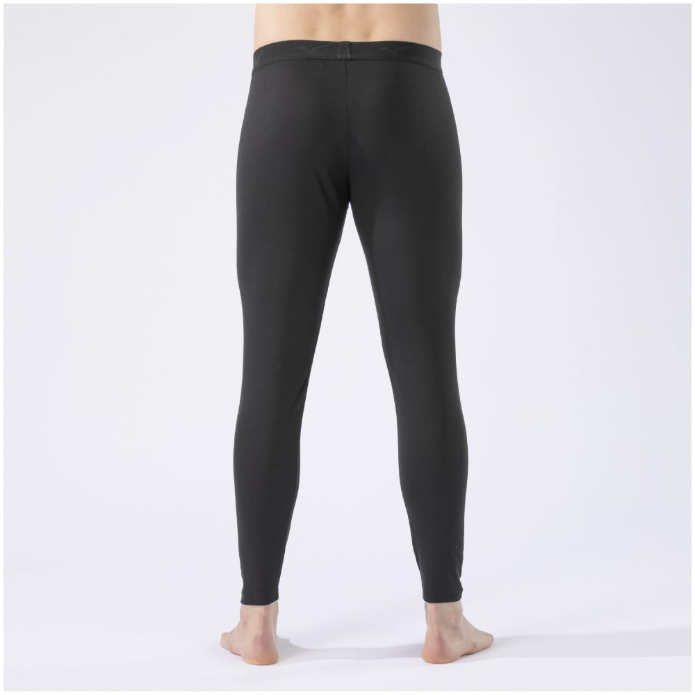 Mizuno Breath Thermo Thin for Daily Long Tights Size L Underwear, Heat-Generating Innerwear, Use, (Front Opening), Men's, Black,